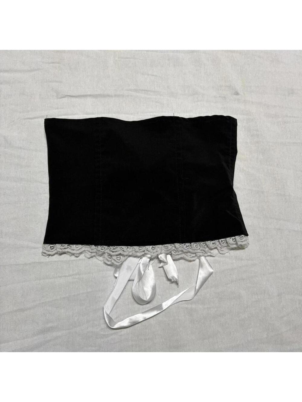 Vintage black and white lace corset